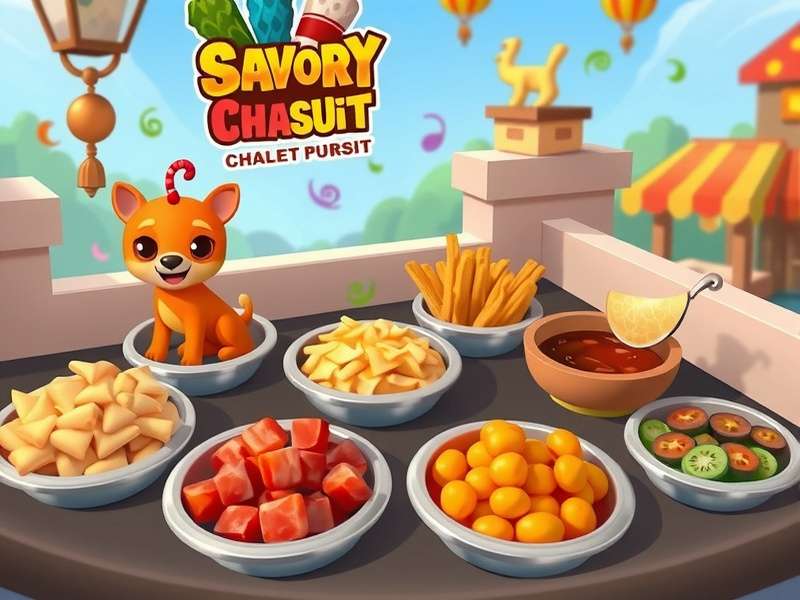 Savory Chaat Pursuit feature showcase with multiple Indian street food dishes